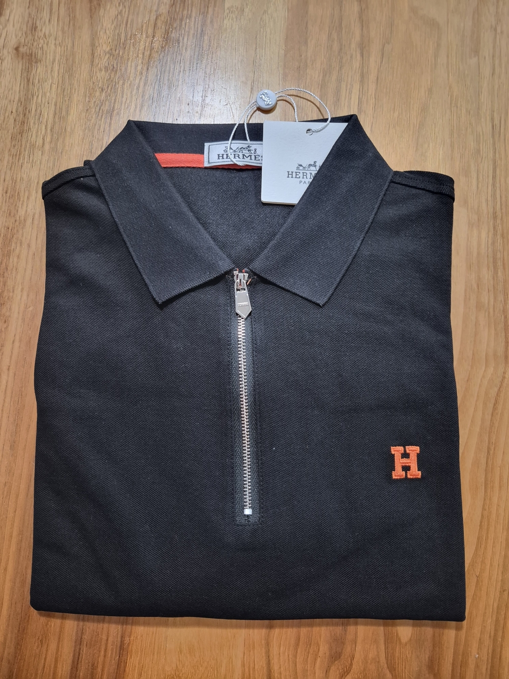 Hermes Black Polo with Orange Accent H - Picture 3 of 6